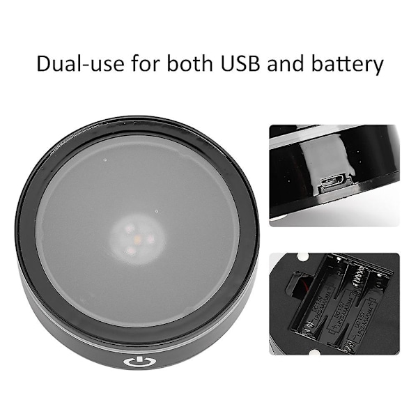 Led-bas i kristall, svart, platt touch, multifunktionell, färgglad, vitt ljus, 3d inre snidning, laserbas