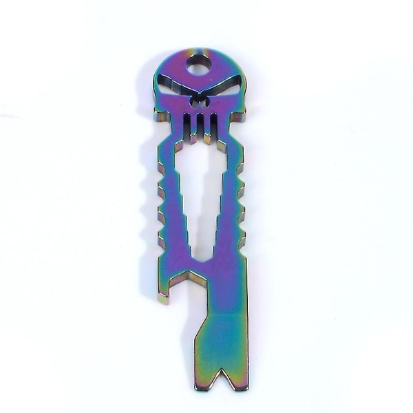 Prybar Pry Bar Utomhusöppnare Skull Pocket Camp Nyckelring Verktyg Gadget Ölflaska Kofot Multi Hike Pendant（Rainbow）