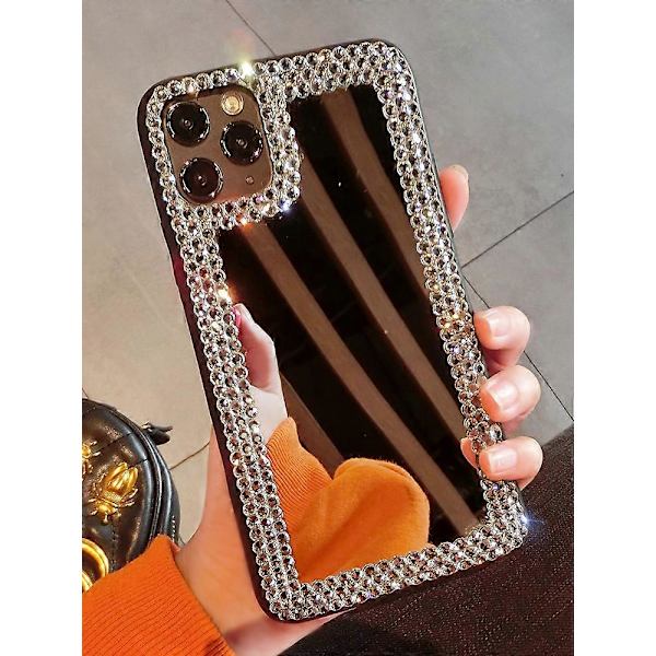 iPhone 13 Pro Skal 3D Glitter Sparkle Bling Spegel Case Lyxig Glansig Kristall Rhinestone Diamant Bumper Transparent Skyddande Skal Cover för Kvinnor