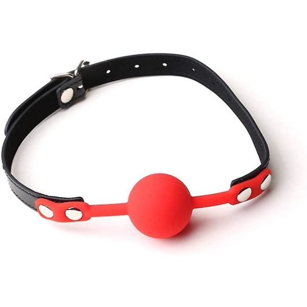 WABJTAM Baisihua justerbar læderkrave og mundpropbold (rød)