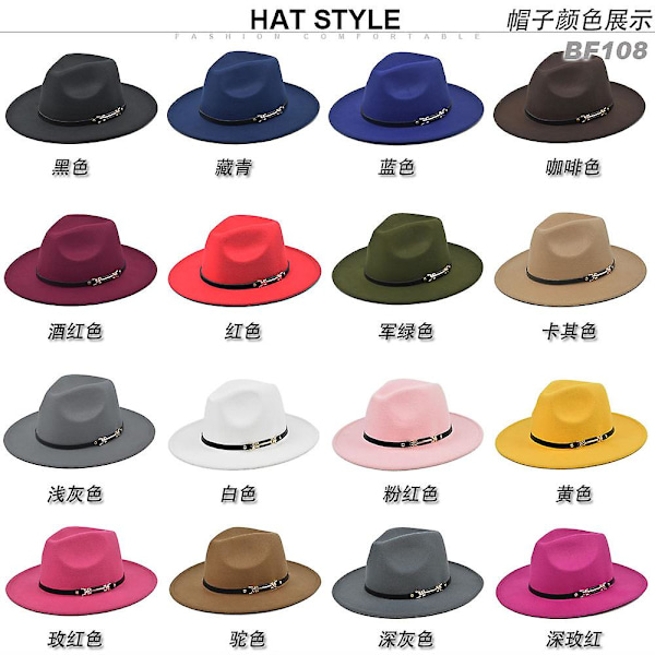 Ny koreansk stil mote elegant jazzhatt ullhatt damer vår og høst vinter ull retro litterær stor brem hatt