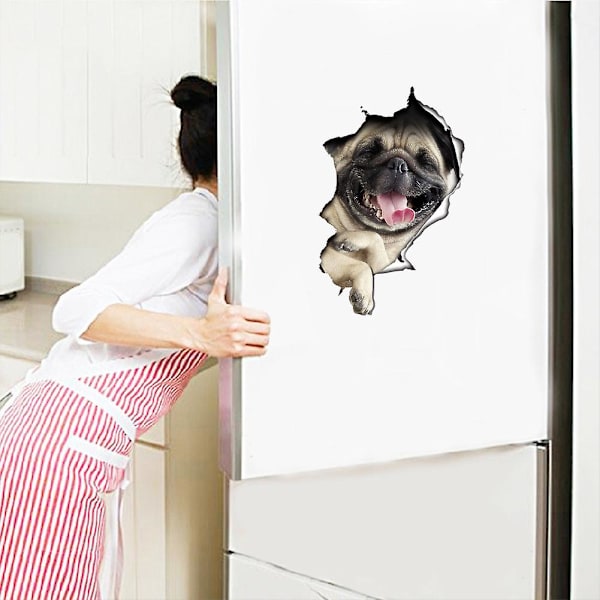 2 stycken Dogtoilet Flush Toalettdekal PVC-material Väggdekoration Katttema Kommer Ut Ur Hålet Väggdekal Färgglad Väggdekal