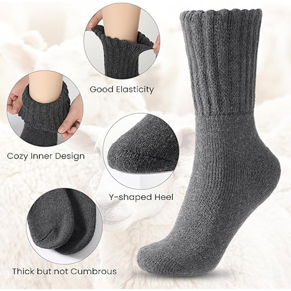 2 par Stövlar Sockor för Kvinnor Vinter Solid Tjock Varma Sockor Mysiga Crew Sockor Julgåva-Kaffe