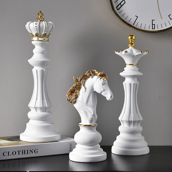 Kansainvälinen shakkihartsihahmoveistos kotitoimiston koristeena (valkoinen kuningatar)