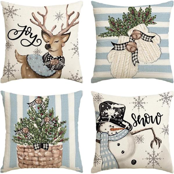 4 st juldekorationer Julkuddar 45*45cm Vintersemester Juldekoration Hem Soffa Kudde Inomhus Dekorationer