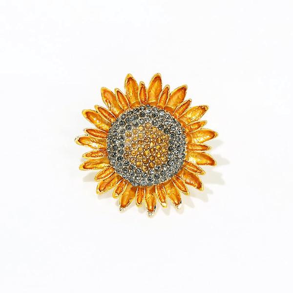 WABJTAM Rhinestone Auringonkukka Rintaneula Naisille Miehille Kultapinnoitettu Muoti Söpö Emalin Daisy Kukka Lehti Rintaneulat Rintaneula Elegantti Mekko Asuste