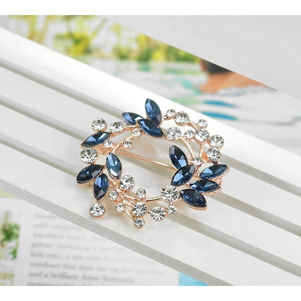 WABJTAM Klar Krystal Rhinestone Blomsterkrans Brosche