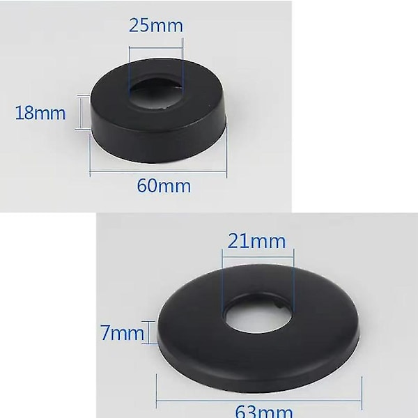 4 stk. Mat Sort Bruse Armatur Roset, Rustfrit Stål Hane Roset, Flad Vægmonteret Hane Dæksel Radiator til 21mm og 25mm Vandrør Vinkel