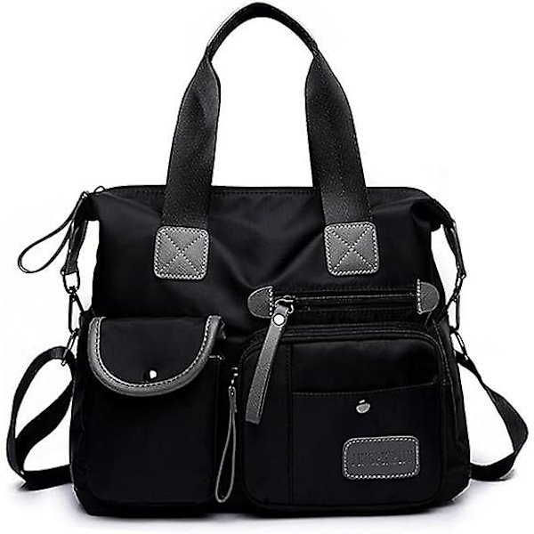 Lättviktig nylonväska för damer med flera fack, handväska med handtag, damväska, arbetsväska, crossbody-väska för resor, axelväska