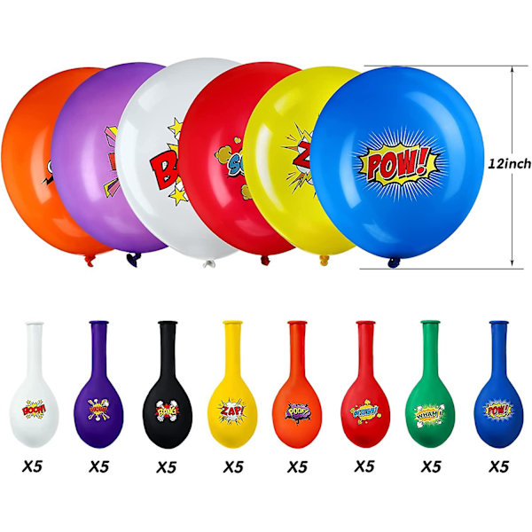Hero Party Supplies 40-pack Hero Ballonger 12 tum Latexballonger Hero Partypresenter För Barnkalas Dekorationer