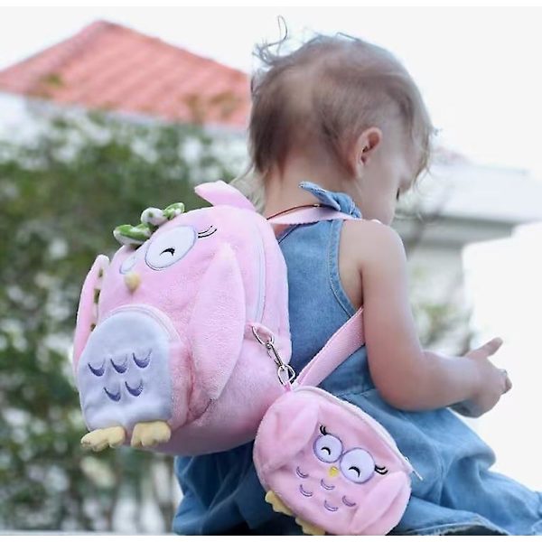 Ghyt Toddler Ryggsäck för Flickor Pojkar, Söt 3d Uggla Mini Plysch Väska, Djur Cartoon Förskola Bokväska för Barn 2-5 År Rosa
