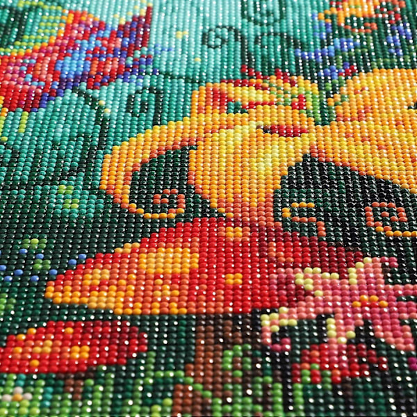 Blommor Diamantkonstset för Vuxna Nybörjare Runda Full Borr 5D DIY Fjäril Diamantmålning Set Djur Diamantmålning Set Svampar Bild