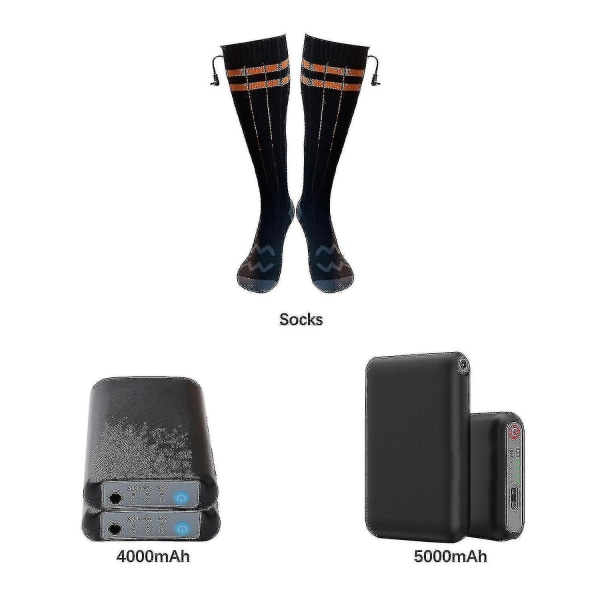 Opvarmede sokker kompatible mænd/kvinder Genopladelige elektriske sokker Stor kapacitet batteri kompatibelt op til 10 timers varmetid_gave（4000mah*batteri）