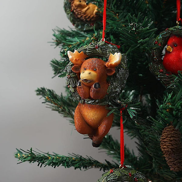 Julgranssvingande Dekoration med Djurmotiv för Smådjur - Hängande Ornament för Julgran, Hem, Kontor, Rum - Med Snöre (Ny, Rådjur)