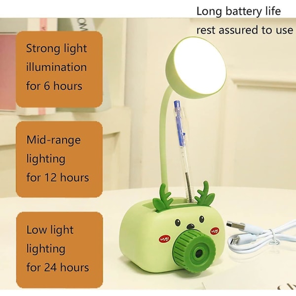 Talvitarjous,kynän teroitin, lasten pikkutyttöjen käsikäyttöinen teroitin kynätelineellä ja pöytälampulla, himmennettävä ladattava USB opiskelupöytäkoneelle Li