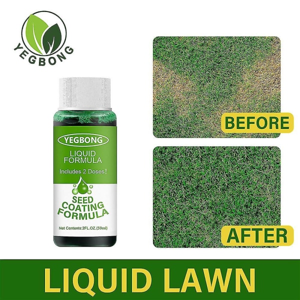 Portable Grass Fusion Lawn Patch Seeding Solution Fröbeläggningsformel, skonsam, behåll grönt gräs, flytande formel för gräsplantering（2PCS）