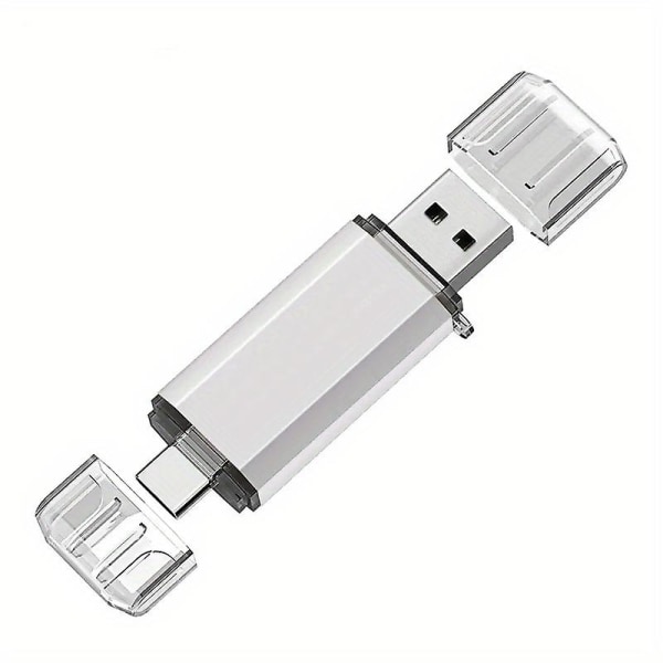 128 Gt:n USB Type C -muistitikku - nopea ja todellinen kapasiteetti Otg-laitteille (hopeaa)
