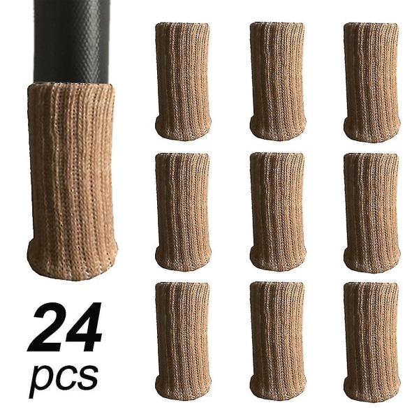 24 stk møbelpuder højelastiske gulvbeskyttere Skridsikre stoleben（beige）