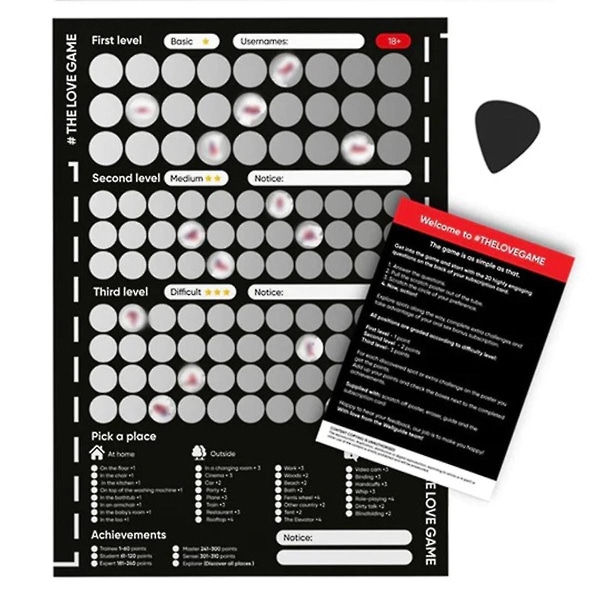 Game Scratch Off affisch Spel för par Alla hjärtans dag presenter Väggaffisch henne och för henne (svart)