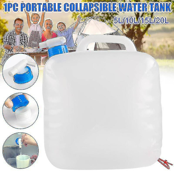 Hopfällbar Vattenbehållare Camping Vattenförvaring Kuber Kanna Med Kran Vikbar För (15L)