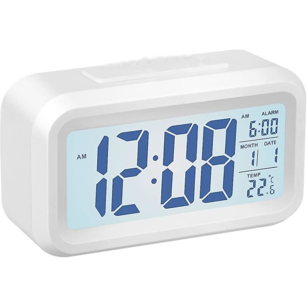 Smart Led Alarm Clock Creative Digital Screen Stor Elektronisk Kalender Vit Med Temperaturbelysning