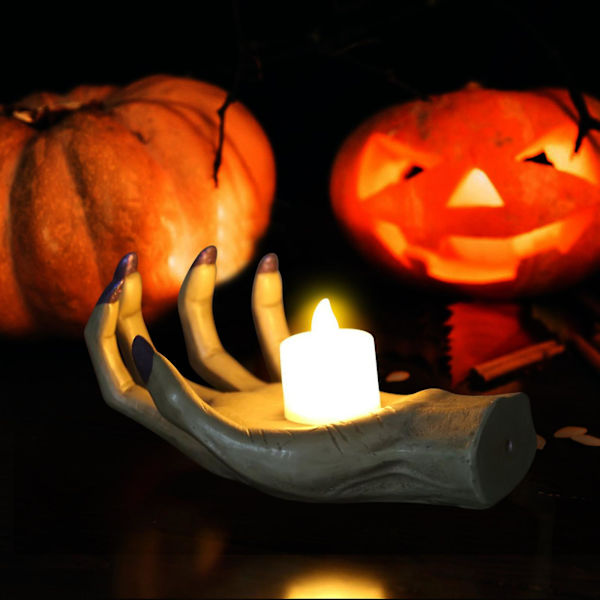 Resin Ghost Hand Ljusstake för Halloween Tema Fest Prydnad Inomhus Skrivbordsdekoration Juvelförvaring