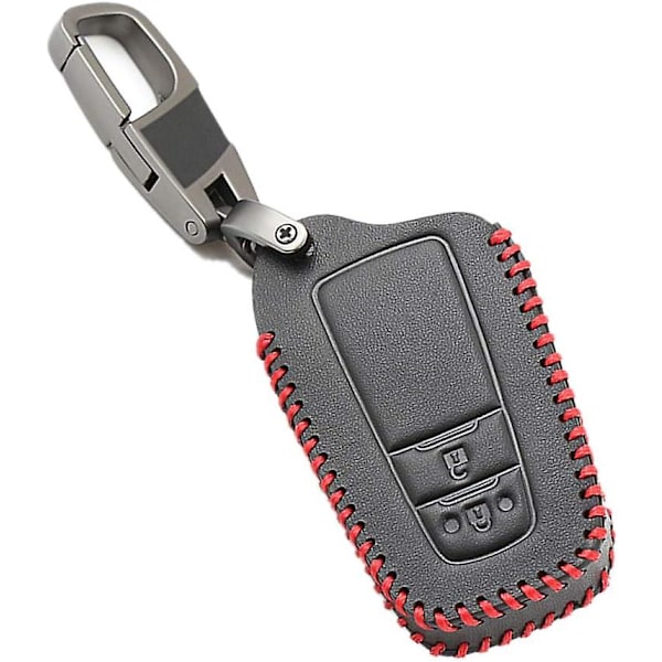 Läder Bilnyckel Fodral Fodral För Toyota Chr C-hr 2017 2018 Prius 2 Knappar Keyless Nyckelring Tillbehör (röd Linje)