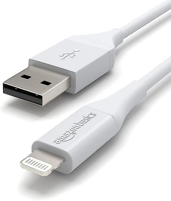 Opladerkabel, ABS USB-A til Lightning, MFi-certificeret, til Apple iPhone, iPad, hvid snngv