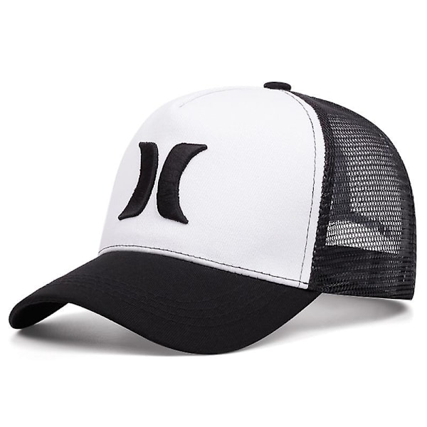 Crescent moon broderad baseballkeps utomhus sport mesh duckbill keps sommar solskydd andningsbar mesh keps Crescent Vit Svart