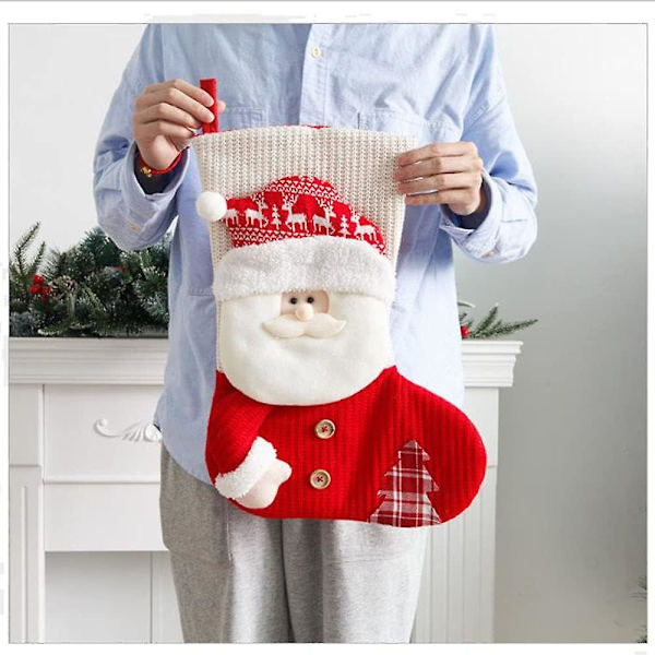 Julstrumpa Plush Julhängande Strumpa Tomte Snögubbe Hållare Julgran Hängande Strumpor För Julparty Dekoration (a)