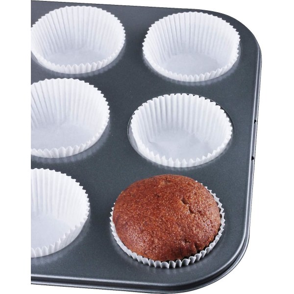 Standard naturlige cupcake-foringer 500, uten lukt, matkvalitet og fettbestandige bakekopper Papir, hvit
