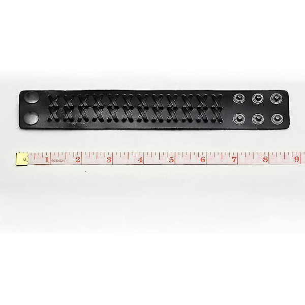 Unisex Svart Metall Spike Studded Punk Rock Bred Läder Armband Kedja
