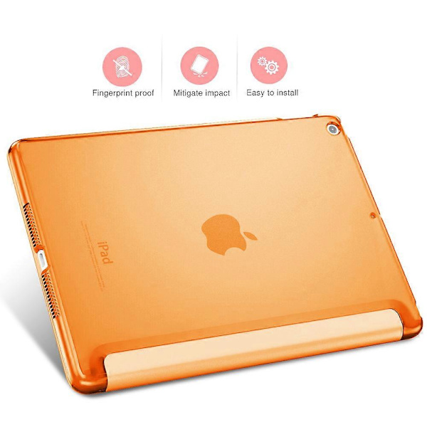 Smalt, lätt smart fodral med stativ och genomskinligt frostat bakskydd med automatisk väckning/sömn - orange