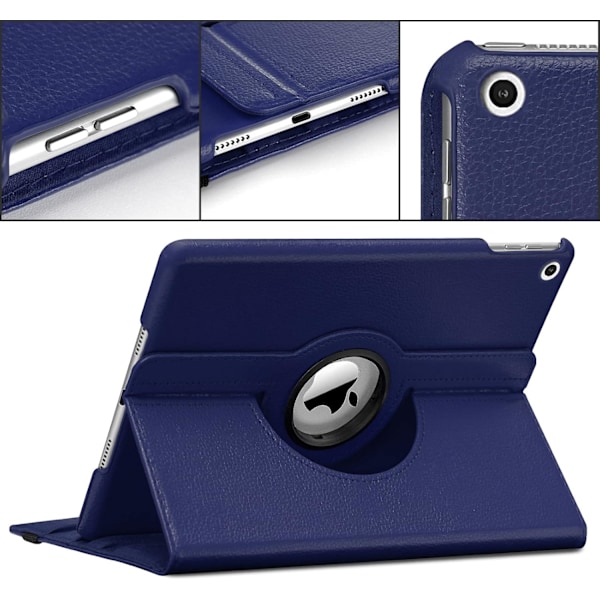 Etui for iPad 9. generasjon (2021) / 2020 iPad 8 / 7. generasjon for 10,2 tommers iPad, 360 graders roterende beskyttende iPad-etui (Marineblå)