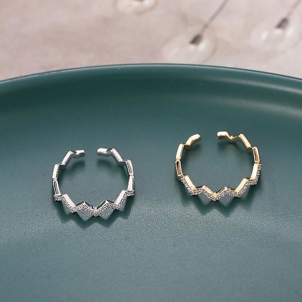 Forgyldte ringe med kubisk zirkonia, kærlighedsring, ringe til kvinder - 2-pak