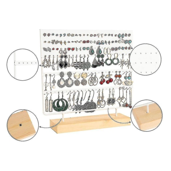 Örhänge Stativ Display Rack 3-lager Örhänge Hållare Smycken Organizer Örhänge Hållare 144 Hål Med Trä Bas Stativ Display Rack För Kvinnor Flicka