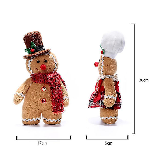 Pepparkaksgubbe docka plyschleksak mjuk stoppad docka julgransprydnad dekor - Snngv（A）