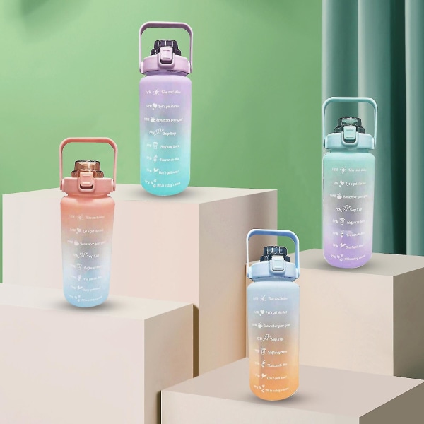 Udendørs vandflaske tidsmarkør 2l motiverende flaskegaver（lilla）