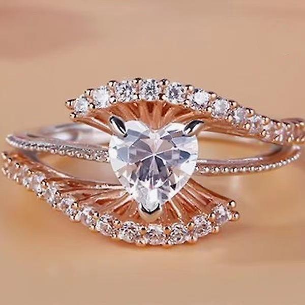 Pretty Heart Cut Cubic Zirconia Ring Women Wedding Jewelry Size 7