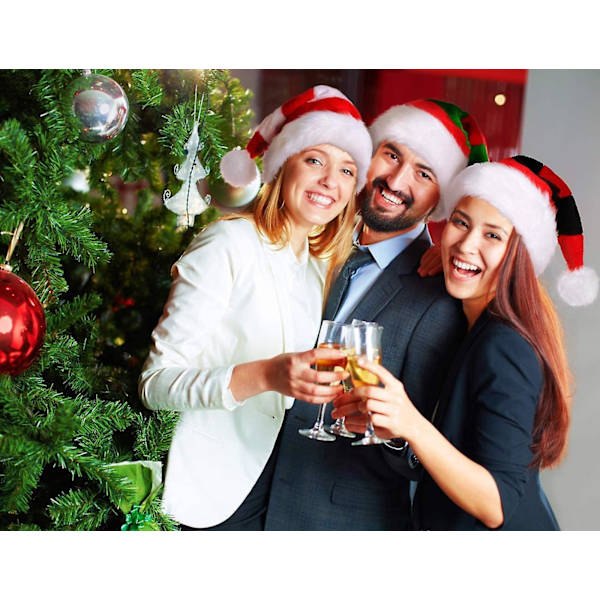 Jultomtehatt, Unisex-vuxen Tomtehatt Deluxe Sammet Jultomtehatt Dekorationer Presenter Kostym För Julparty Halloween Nyhet Randig Röd&
