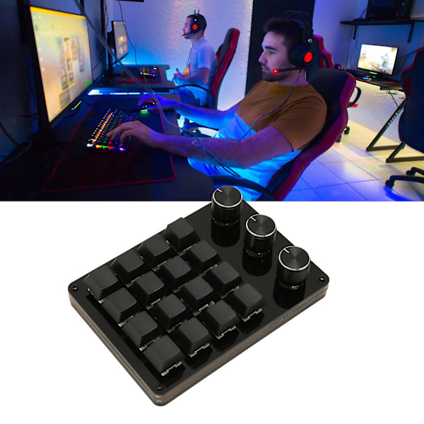 SBSGV Programmerbar knappsats 16 tangenter 3 knappar Blå brytare Mekanisk Hot Swappable Mini knappsats för spelkontor Media