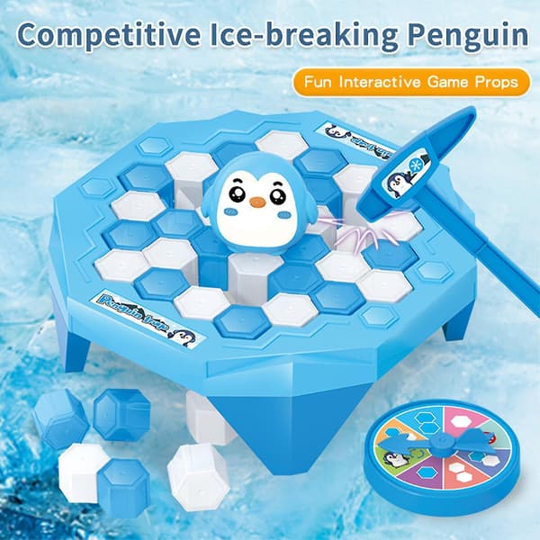 Pingvin Isbrytare Spel, Mini Interaktiv Leksak för Barn, Förälder-barn Kul (blå)