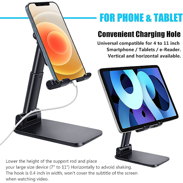 Mobiltelefonställ för skrivbord, vinkeljusterbar telefonhållare för kontor, kompatibel med iPhone 13 12 11 Pro Xs Max Xr 8 7 6s Plus, Samsung S20+ No
