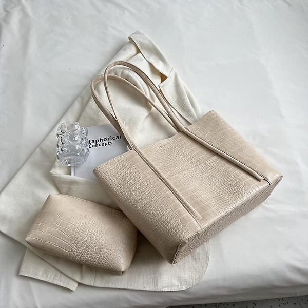 Handväska Stor PU Läder Axelväska för Kvinnor Vinter Mode Trend Designer Dam Mode Handväskor Väskor Tote Väskor（38cmx28cmx13cm，Beige）