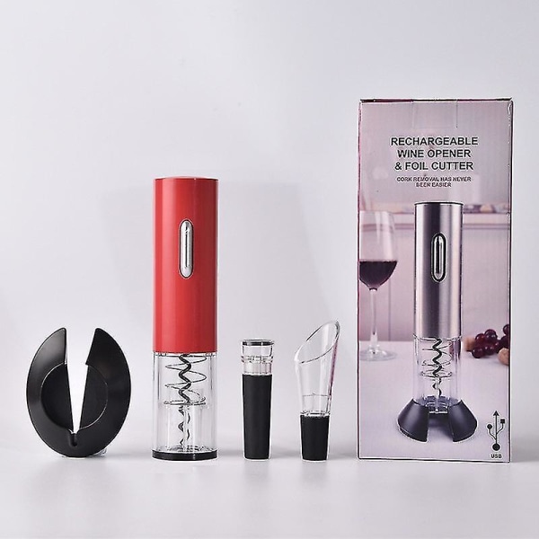 Creative Wine Elektrisk flasköppnare Automatisk vinflasköppnare Set med ljus（Rött）