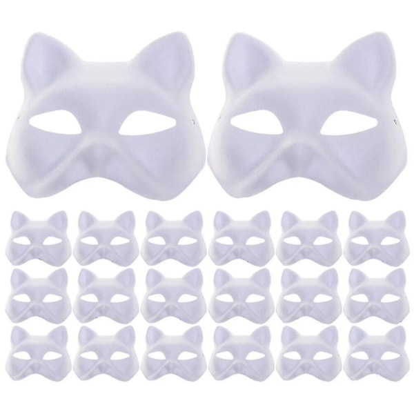 20 stk Blank Cat Masks Papir Blank Masks Gør-det-selv håndmalede kattemasker Rekvisitter