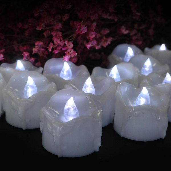 LED-ljus med timer, 12-pack batteridrivna LED-ljus, 6 timmar på och 18 timmar av, elektriska flamlösa ljus falska LED-flimmerljus