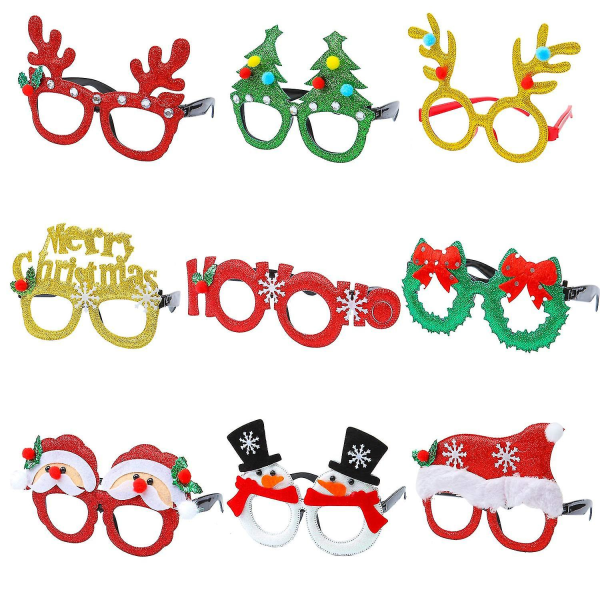 12-pak julefest glitterbriller Santa Snowman Antlers-briller（9PCS，9PCS）