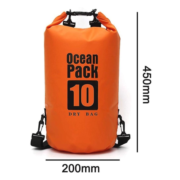 Flytende vanntett tørrpose 10l, rulletopp tørrsekk holder utstyret tørt for kajakkpadling, rafting, båtliv, svømming, camping, fotturer, fiske, strand