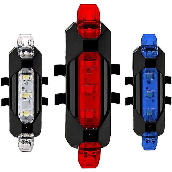 USB-oppladbar sykkelbaklykt med LED, 4 lysmoduser, innebygd 160 mAh kapasitet oppladbart batteri, sykkellys, rød - Snngv